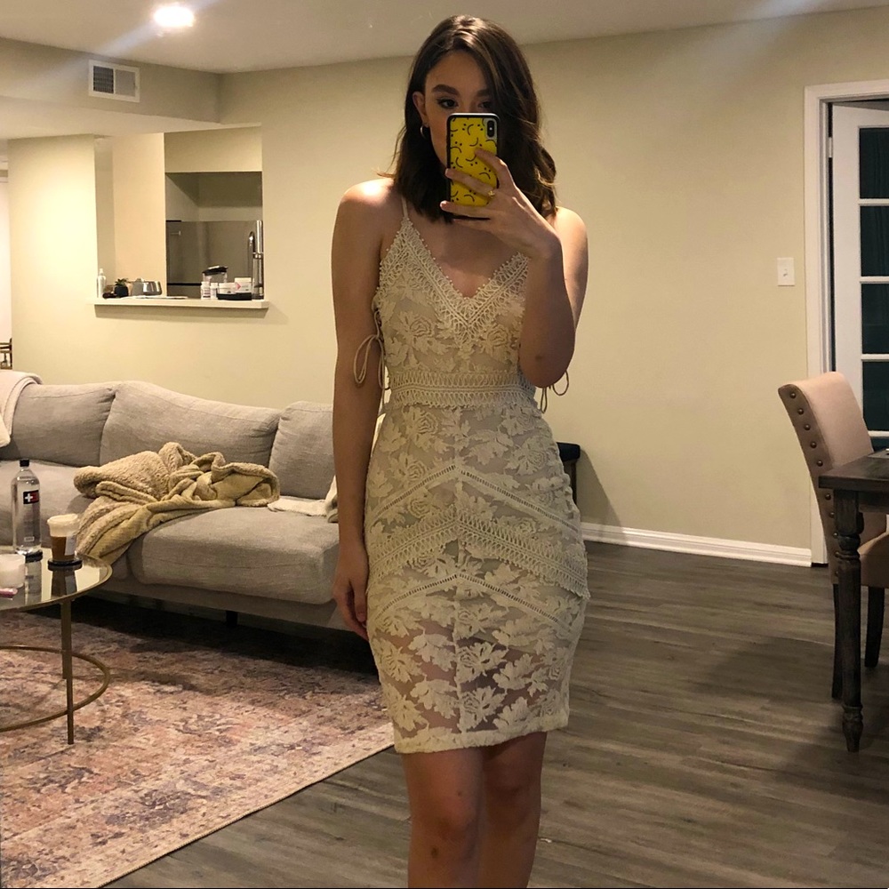 Lace detail mini dress